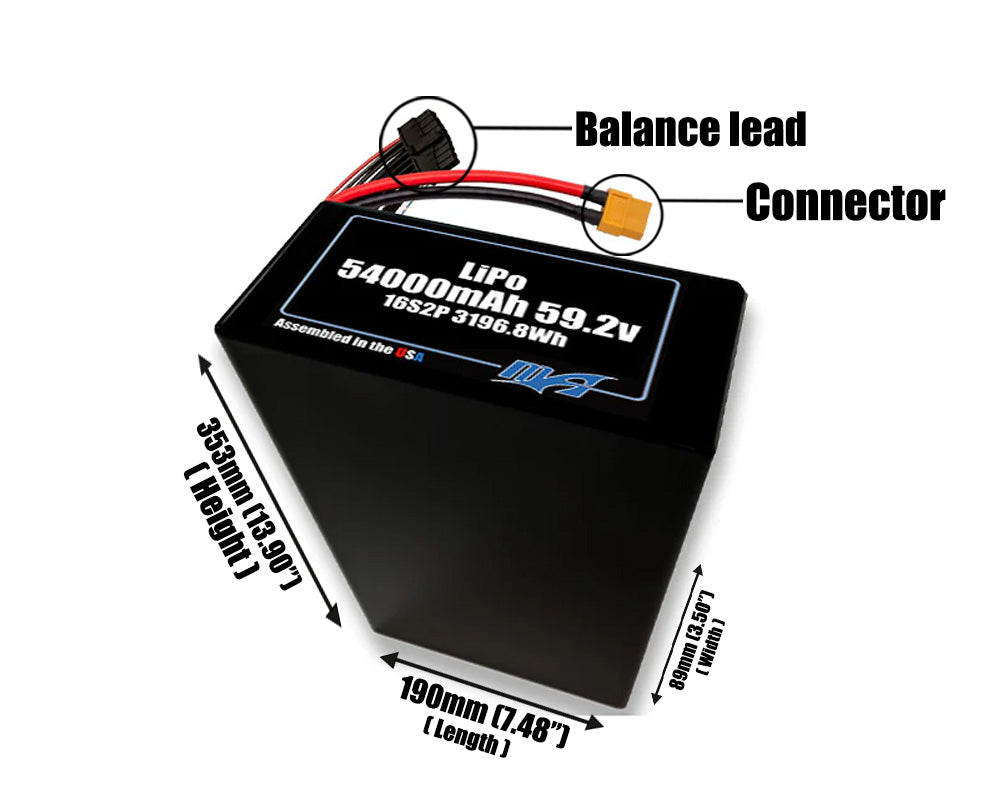 LiPo 54000mAh 16S2P 59.2v NMC Battery Pack