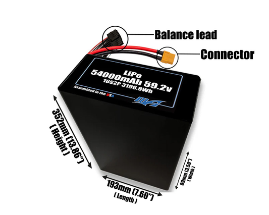 LiPo 54000mAh 16S2P 59.2v Battery Pack