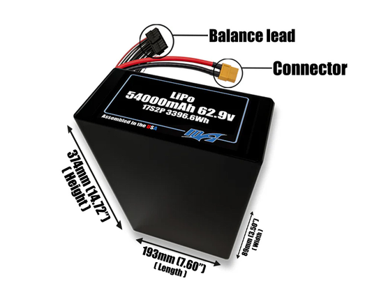 LiPo 54000mAh 17S2P 62.9v Battery Pack