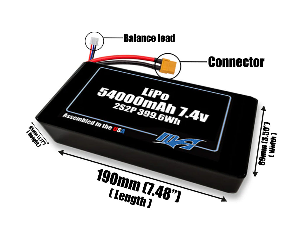 LiPo 54000mAh 2S2P 7.4v NMC Battery Pack