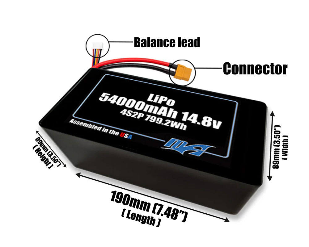 LiPo 54000mAh 4S2P 14.8v NMC Battery Pack