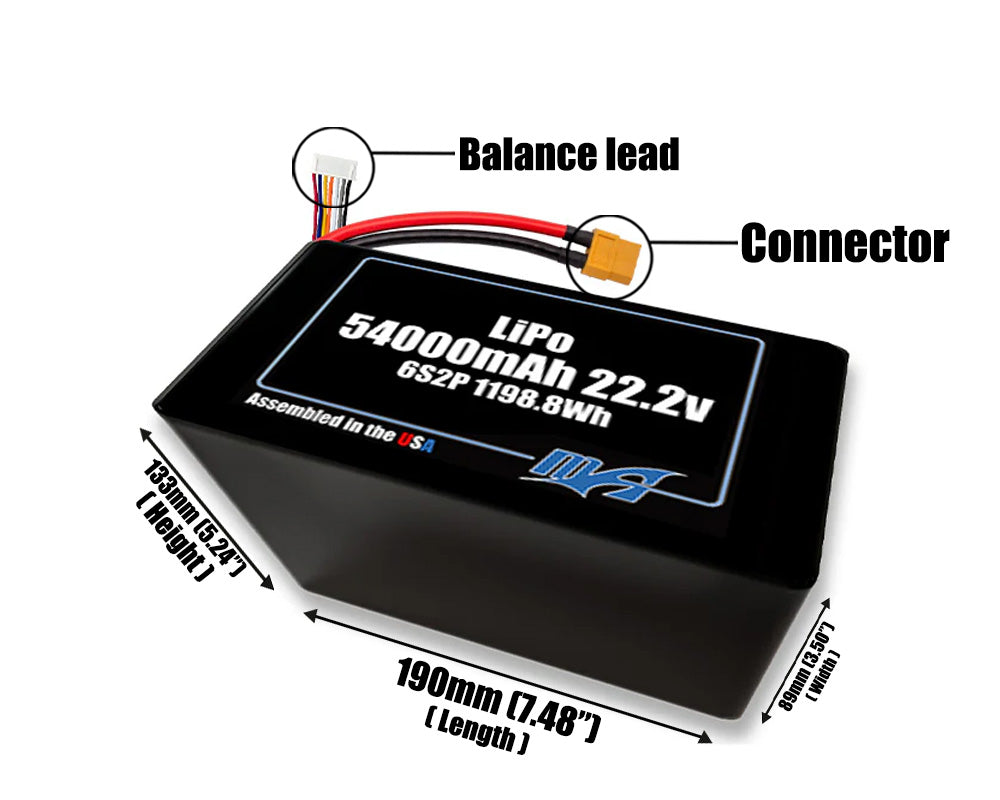 LiPo 54000mAh 6S2P 22.2v NMC Battery Pack