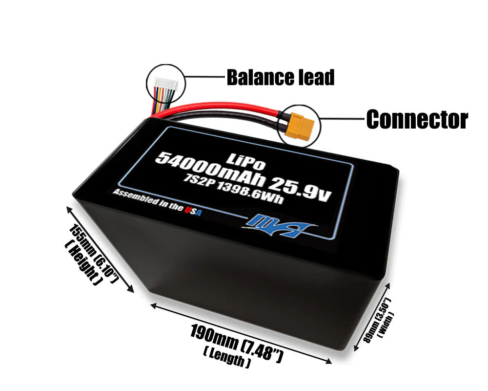 LiPo 54000mAh 7S2P 25.9v NMC Battery Pack