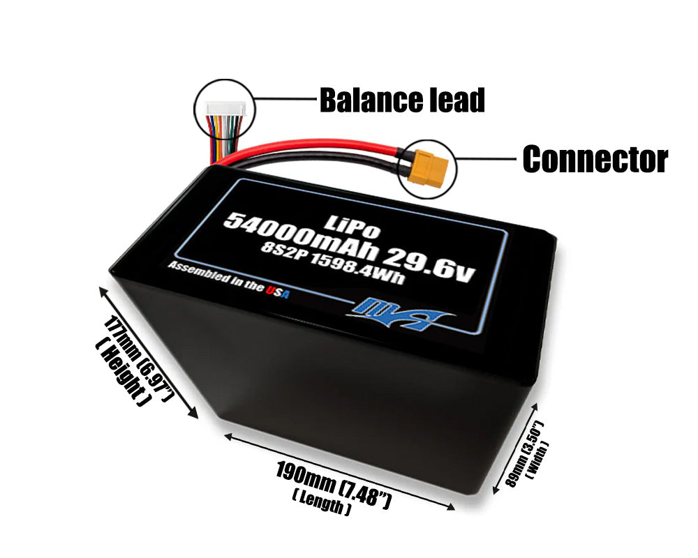 LiPo 54000mAh 8S2P 29.6v NMC Battery Pack