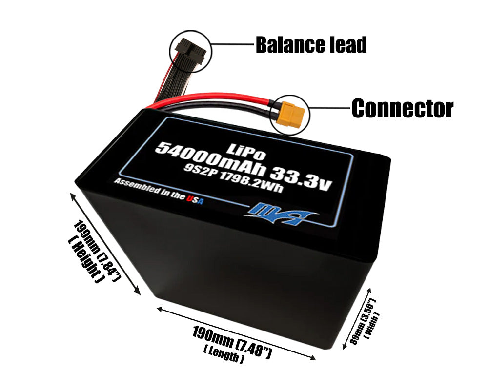 LiPo 54000mAh 9S2P 33.3v NMC Battery Pack