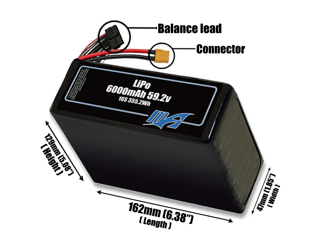 LiPo 6000mAh 16S 59.2v Battery Pack