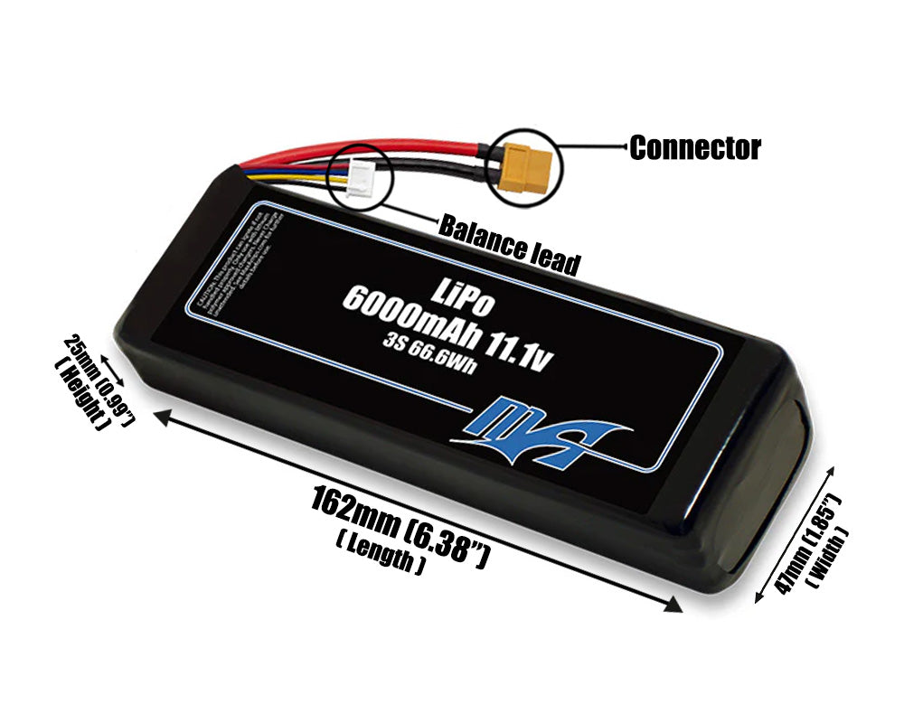 LiPo 6000mAh 3S 11.1v Battery Pack