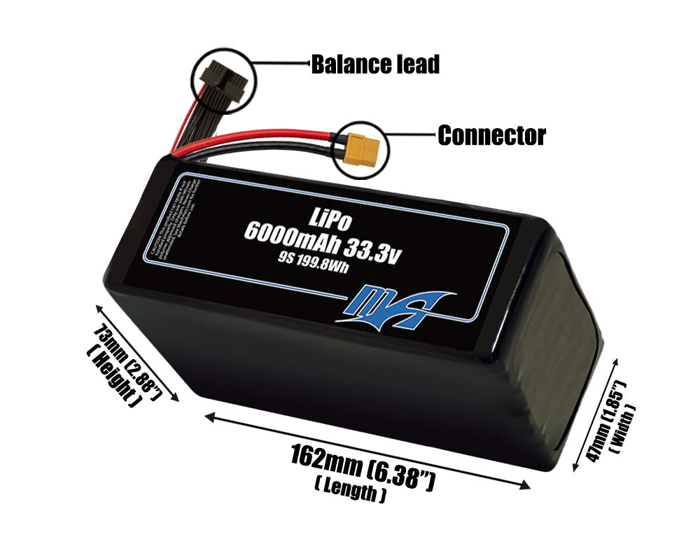 LiPo 6000mAh 9S 33.3v Battery Pack