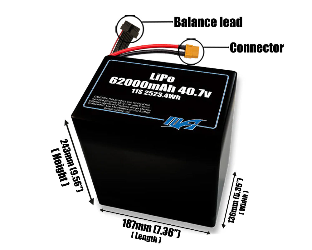 LiPo 62000mAh 11S2P 40.7v Battery Pack