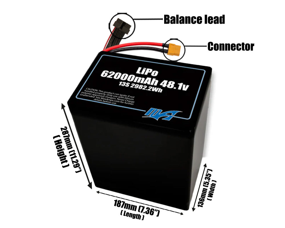 LiPo 62000mAh 13S2P 48.1v Battery Pack