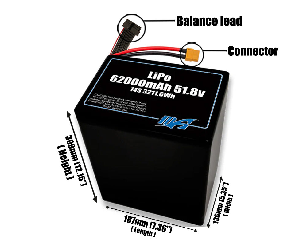 LiPo 62000mAh 14S2P 51.8v Battery Pack