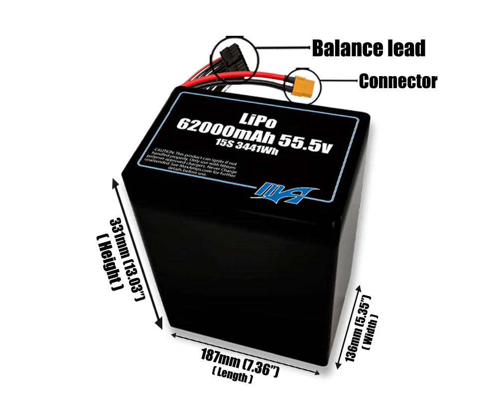 LiPo 62000mAh 15S2P 55.5v Battery Pack