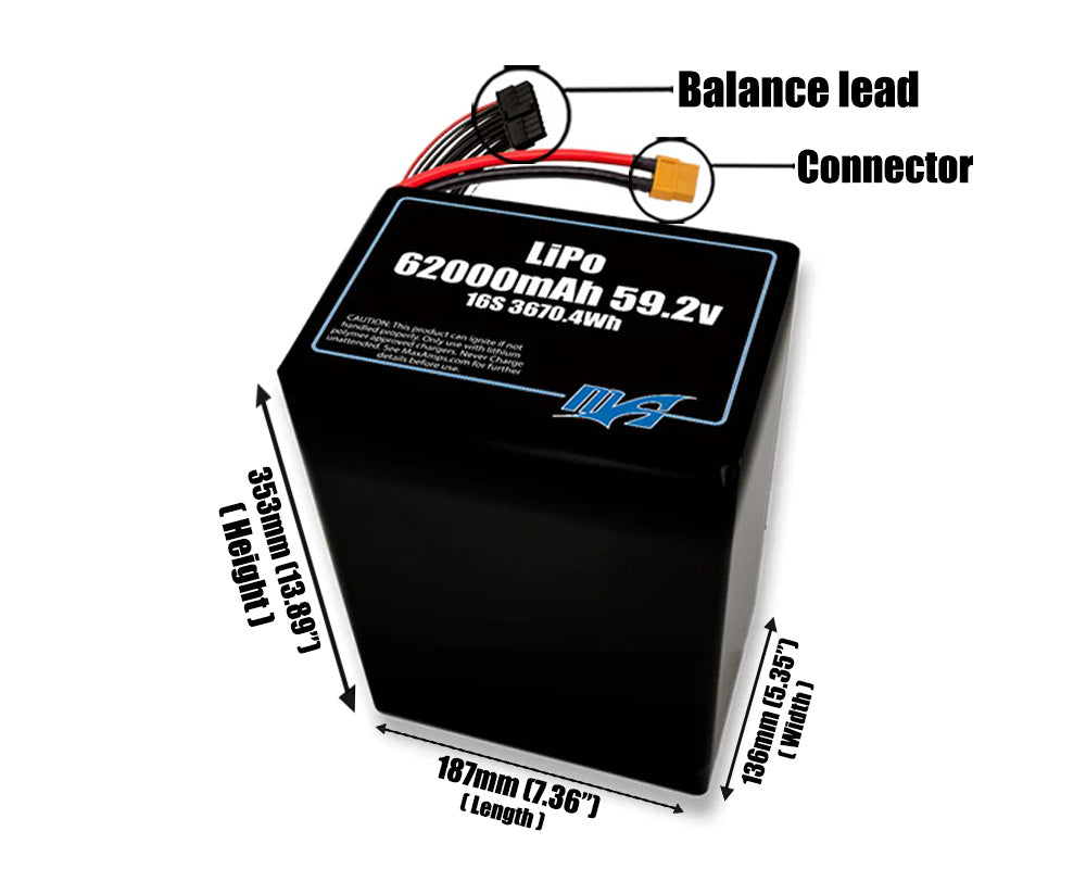 LiPo 62000mAh 16S2P 59.2v Battery Pack