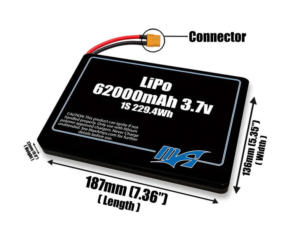 LiPo 62000mAh 1S2P 3.7v Battery Pack