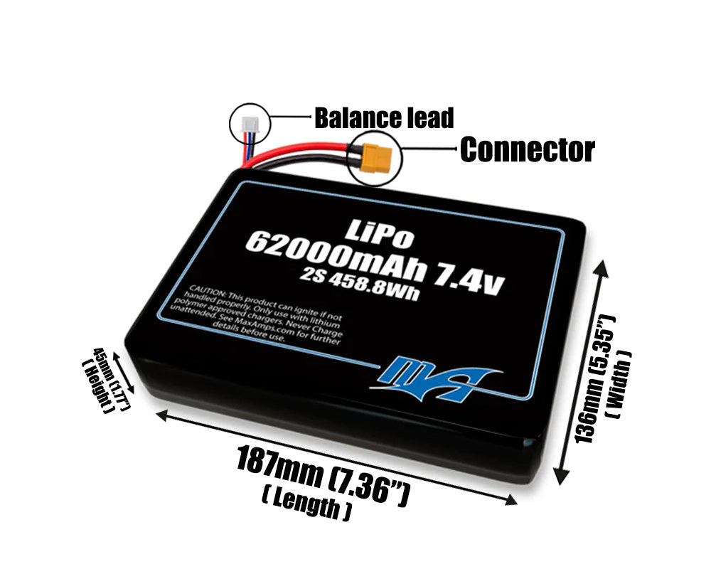 LiPo 62000mAh 2S2P 7.4v Battery Pack