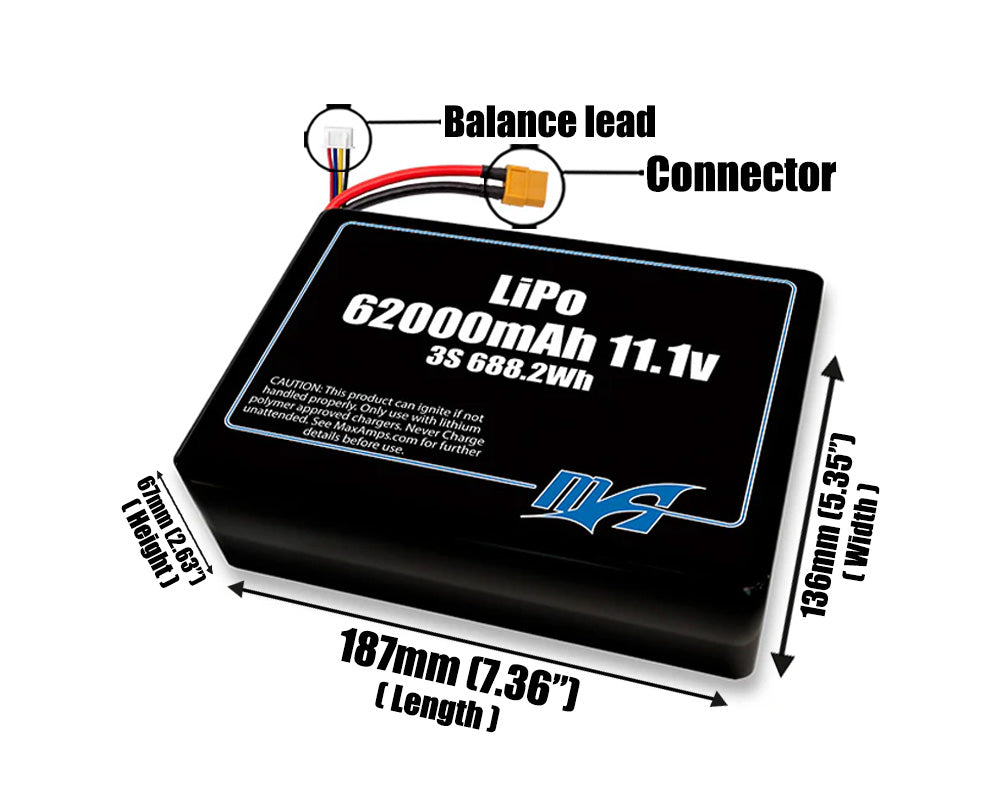 LiPo 62000mAh 3S2P 11.1v Battery Pack