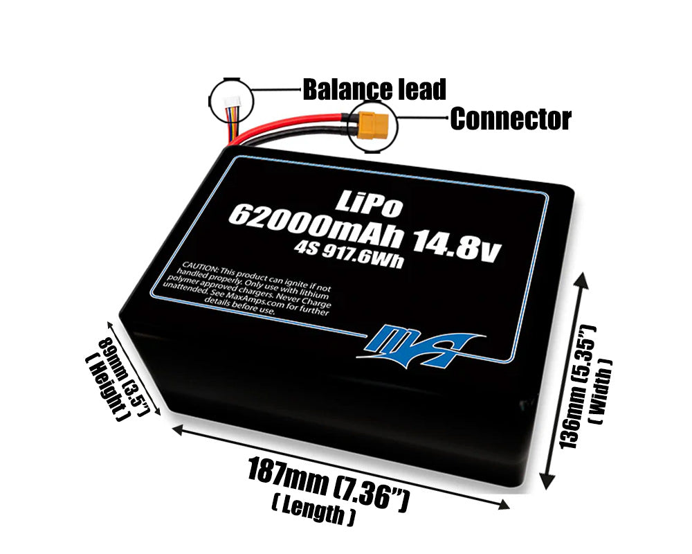 LiPo 62000mAh 4S2P 14.8v Battery Pack