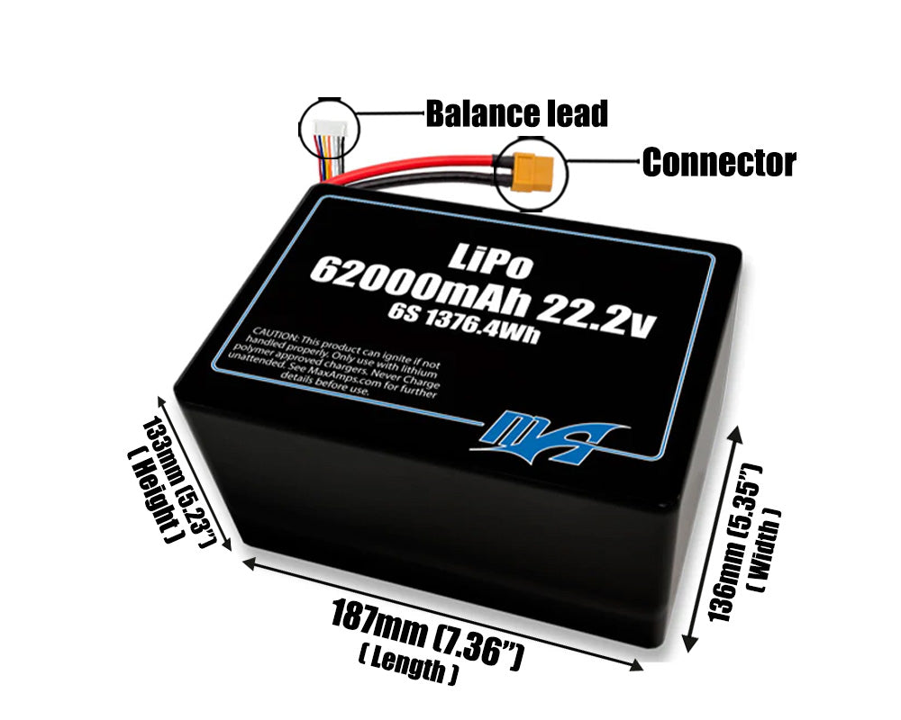 LiPo 62000mAh 6S2P 22.2v Battery Pack