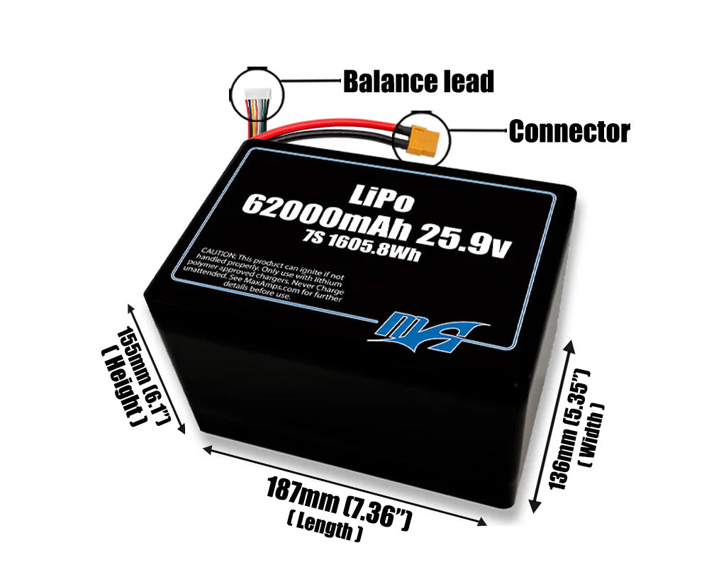 LiPo 62000mAh 7S2P 25.9v Battery Pack