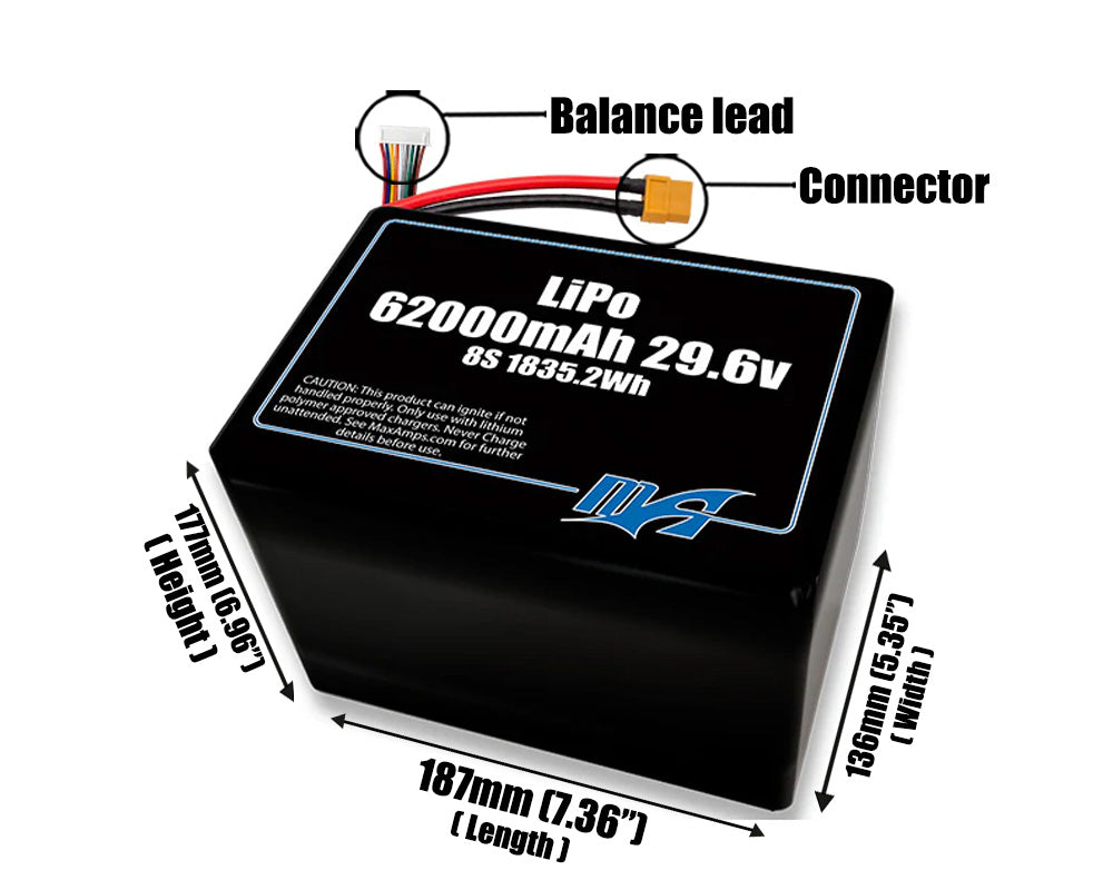 LiPo 62000mAh 8S2P 29.6v Battery Pack