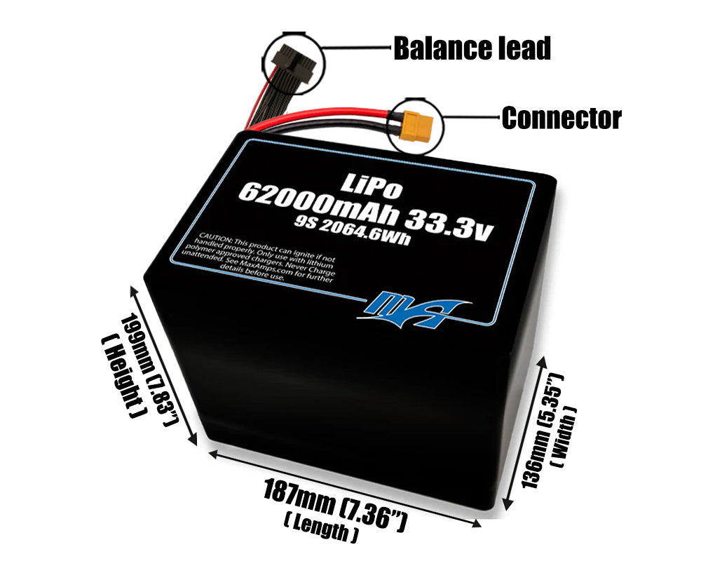 LiPo 62000mAh 9S2P 33.3v Battery Pack