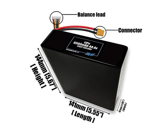 LiPo 6500mAh 12S2P 44.4v Battery Pack