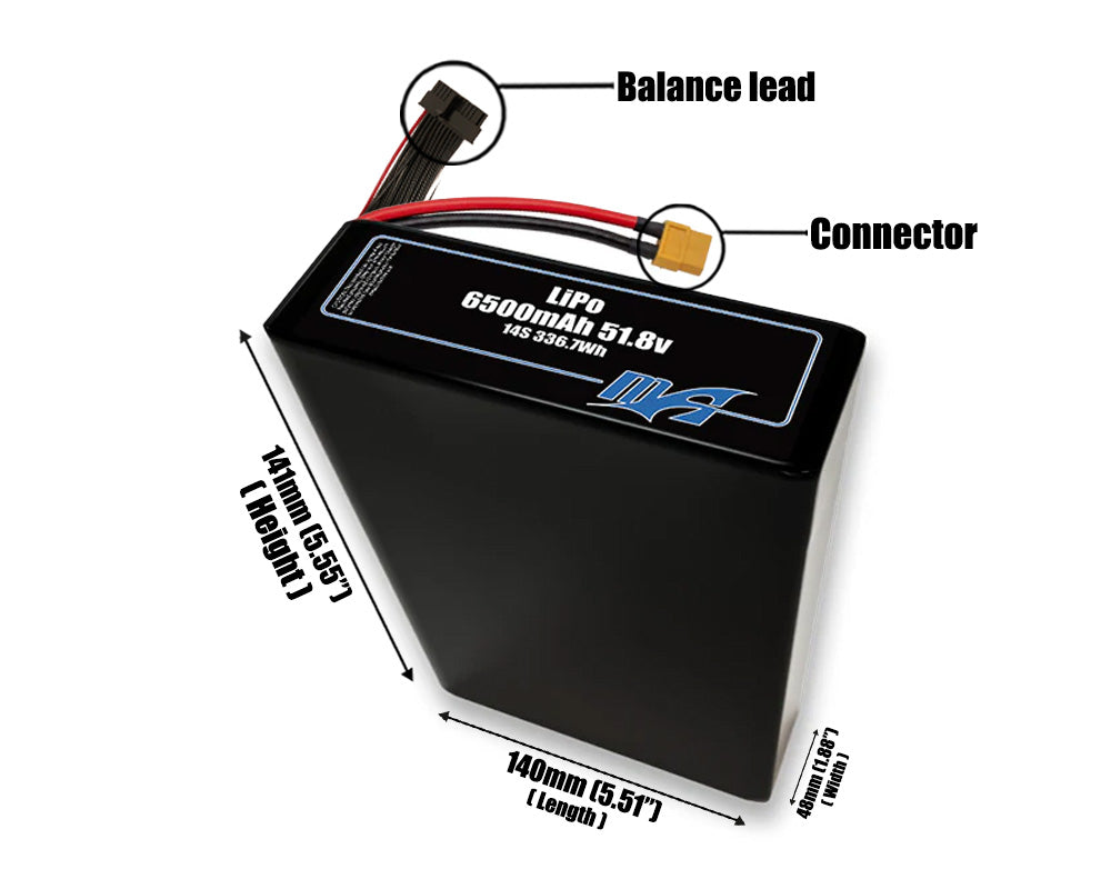 LiPo 6500mAh 14S2P 51.8v Battery Pack