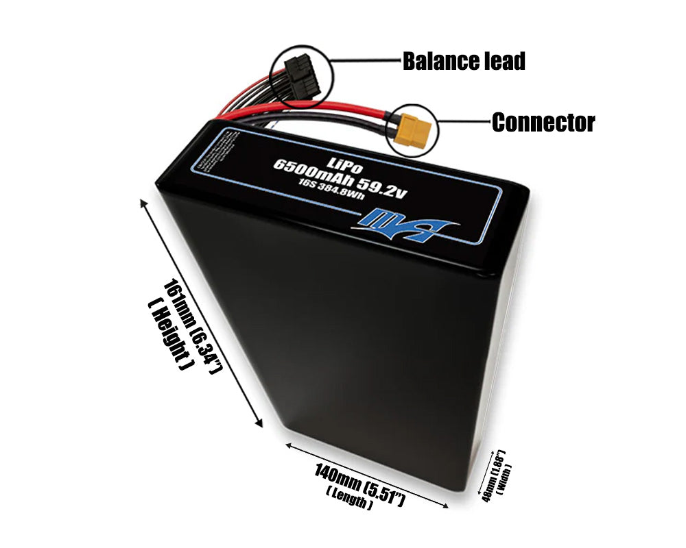 LiPo 6500mAh 16S2P 59.2v Battery Pack