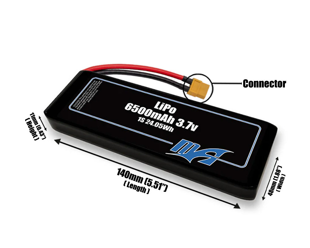 LiPo 6500mAh 1S2P 3.7v Battery Pack