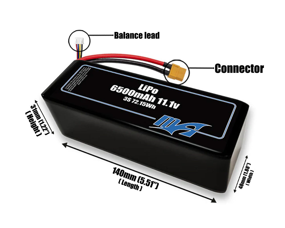 LiPo 6500mAh 3S2P 11.1v Battery Pack