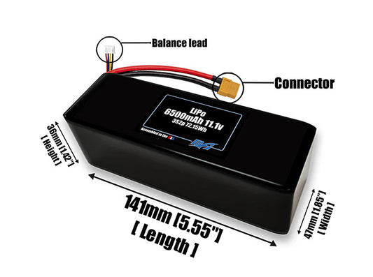 LiPo 6500mAh 3S2P 11.1v Battery Pack