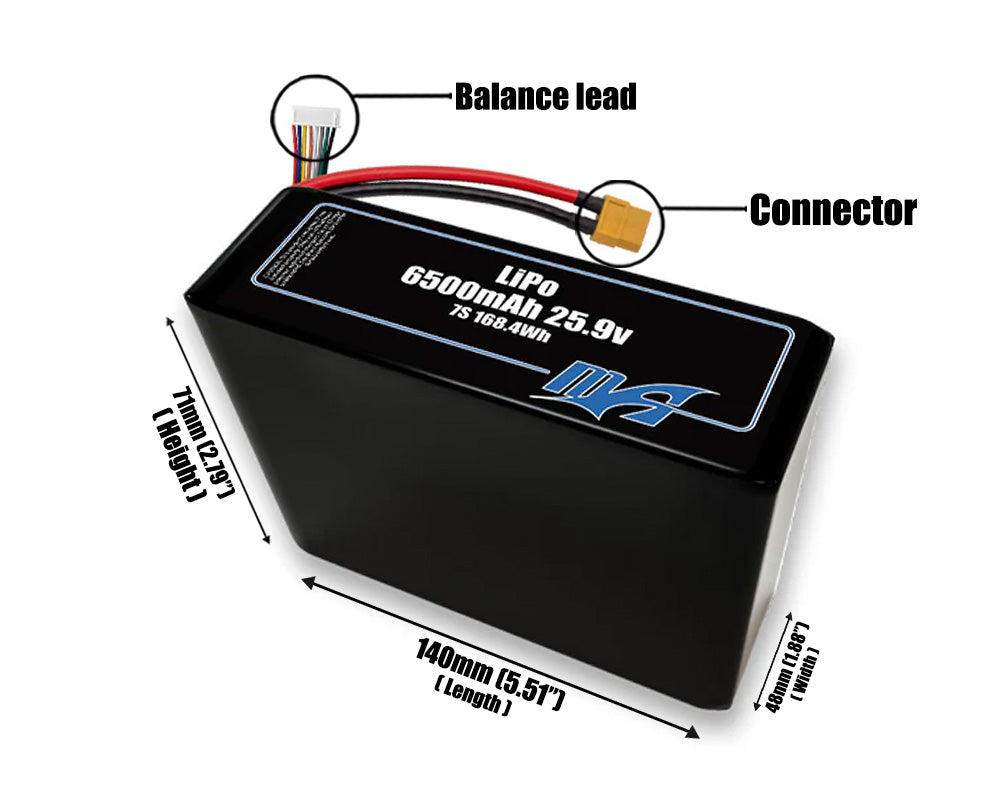 LiPo 6500 7S2P 25.9v Battery Pack