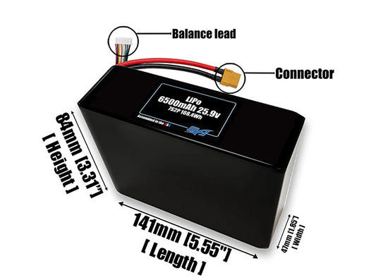LiPo 6500mAh 7S2P 25.9v Battery Pack