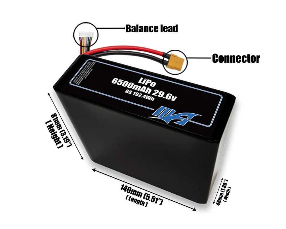 LiPo 6500 8S2P 29.6v Battery Pack