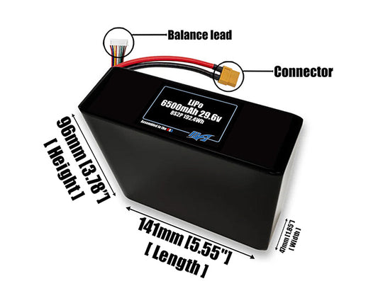 LiPo 6500mAh 8S2P 29.6v Battery Pack