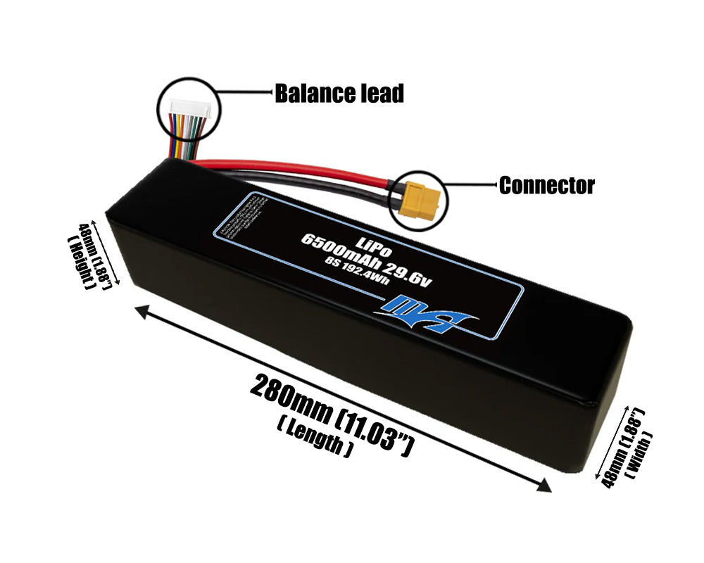 LiPo 6500mAh 8S2P 29.6v ETE Battery Pack