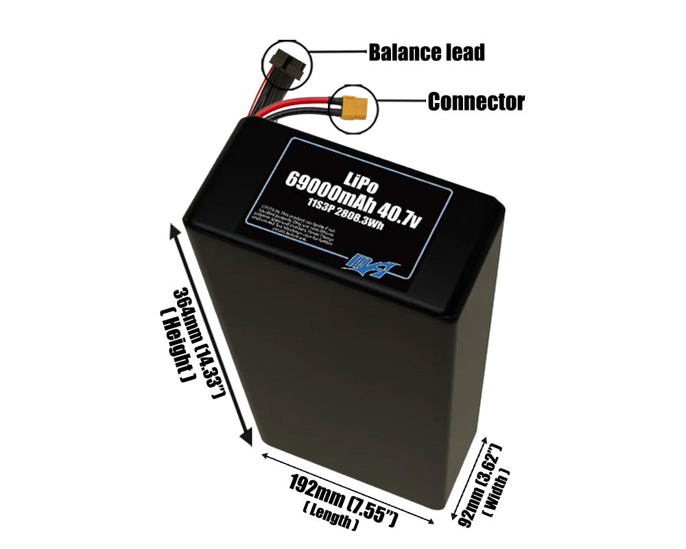 LiPo 69000mAh 11S3P 40.7v Battery Pack