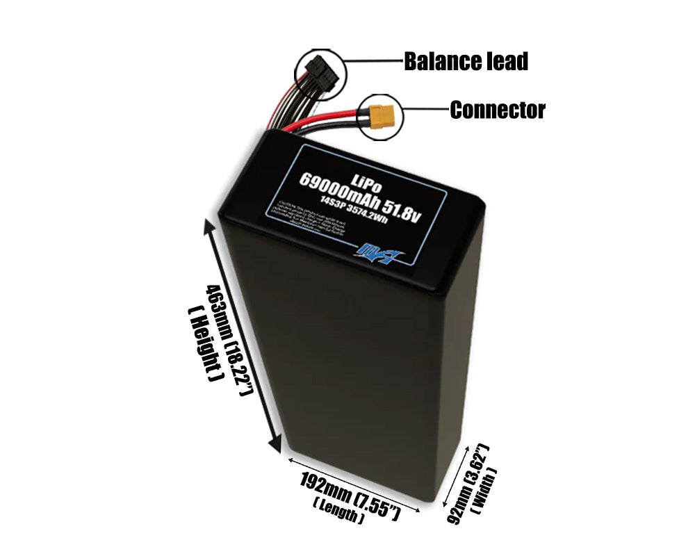 LiPo 69000mAh 14S3P 51.8v Battery Pack