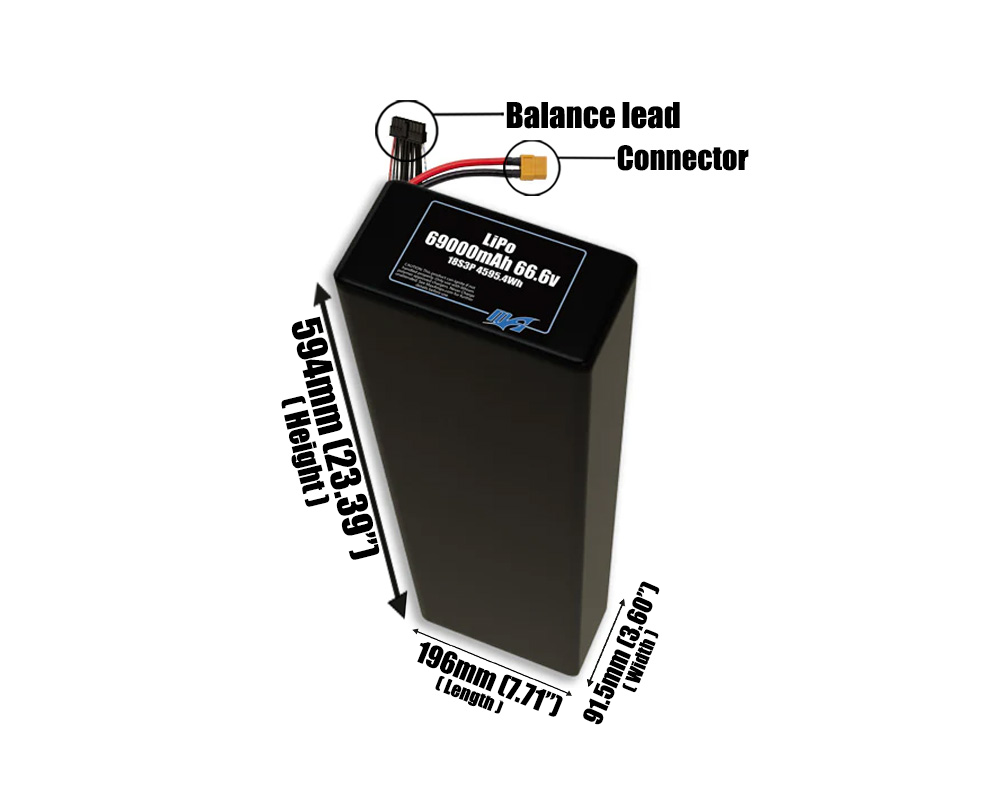 LiPo 69000mAh 18S3P 66.6v Battery Pack