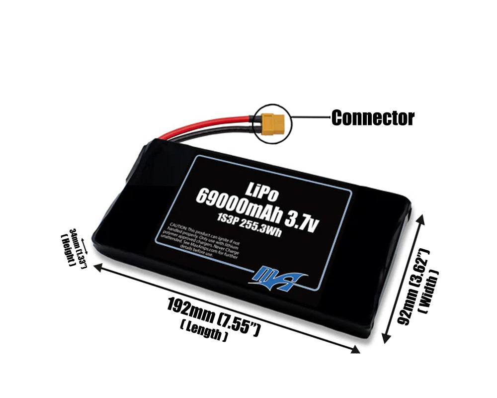 LiPo 69000mAh 1S3P 3.7v Battery Pack