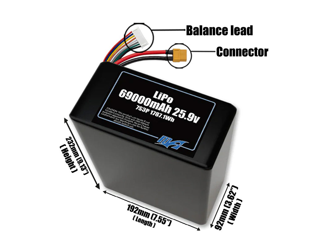 LiPo 69000mAh 7S3P 25.9v Battery Pack