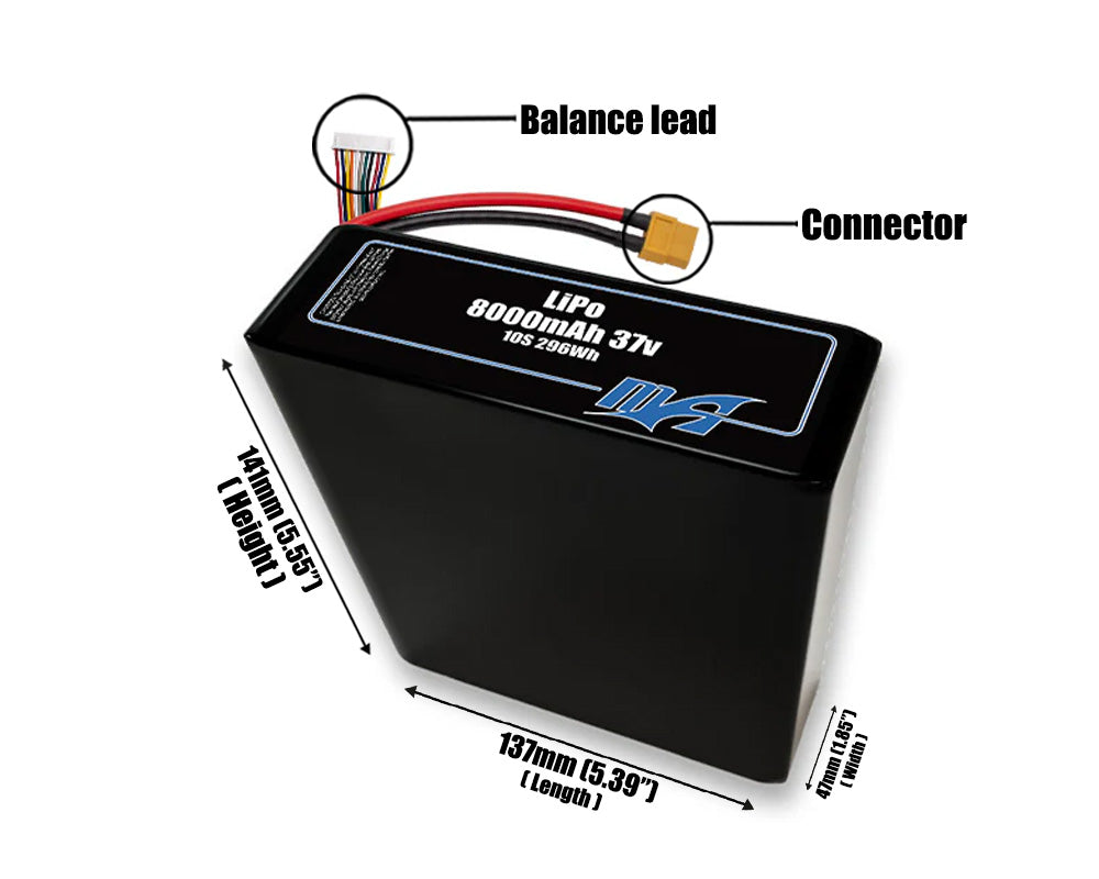 LiPo 8000mAh 10S2P 37v Battery Pack