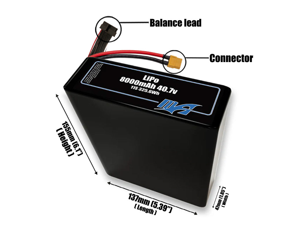 LiPo 8000mAh 11S2P 40.7v Battery Pack