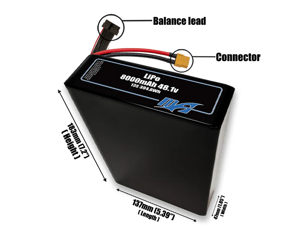 LiPo 8000mAh 13S2P 48.1v Battery Pack