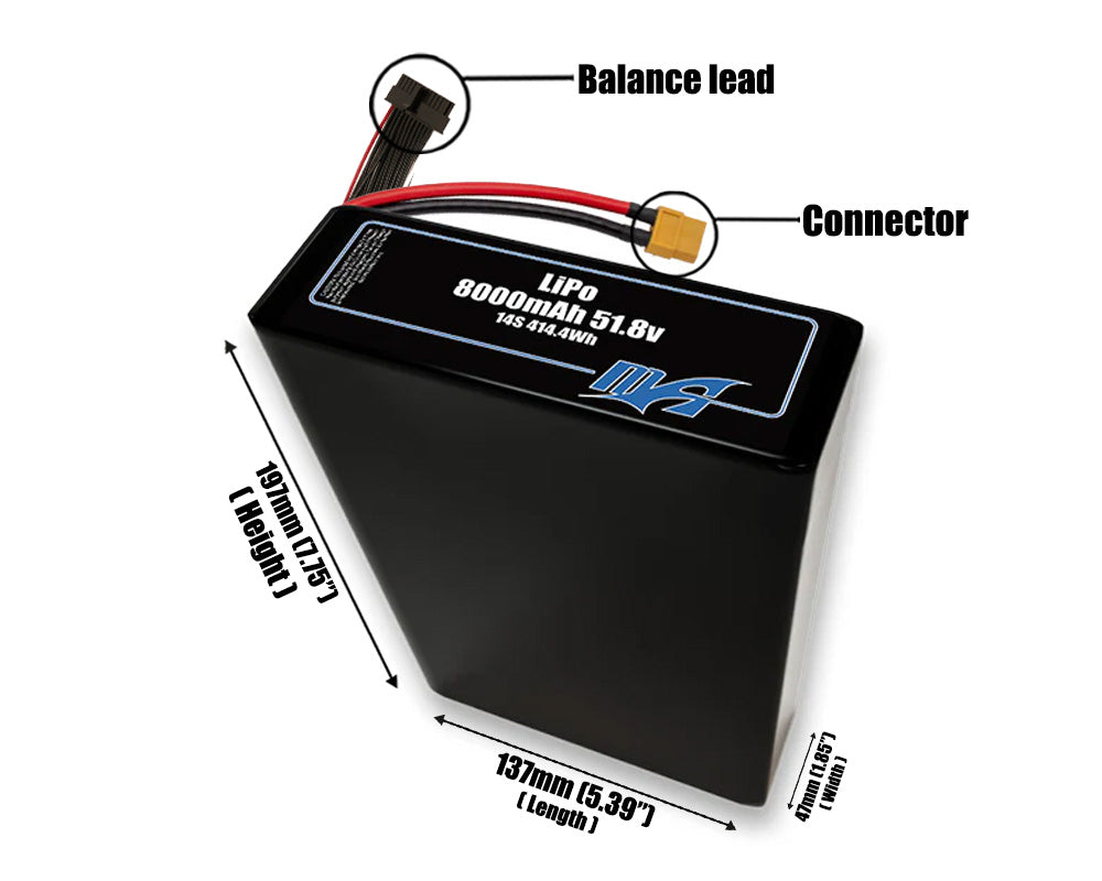 LiPo 8000mAh 14S2P 51.8v Battery Pack