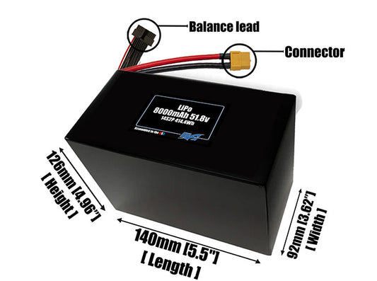 LiPo 8000mAh 14S2P 51.8v SBS Battery Pack