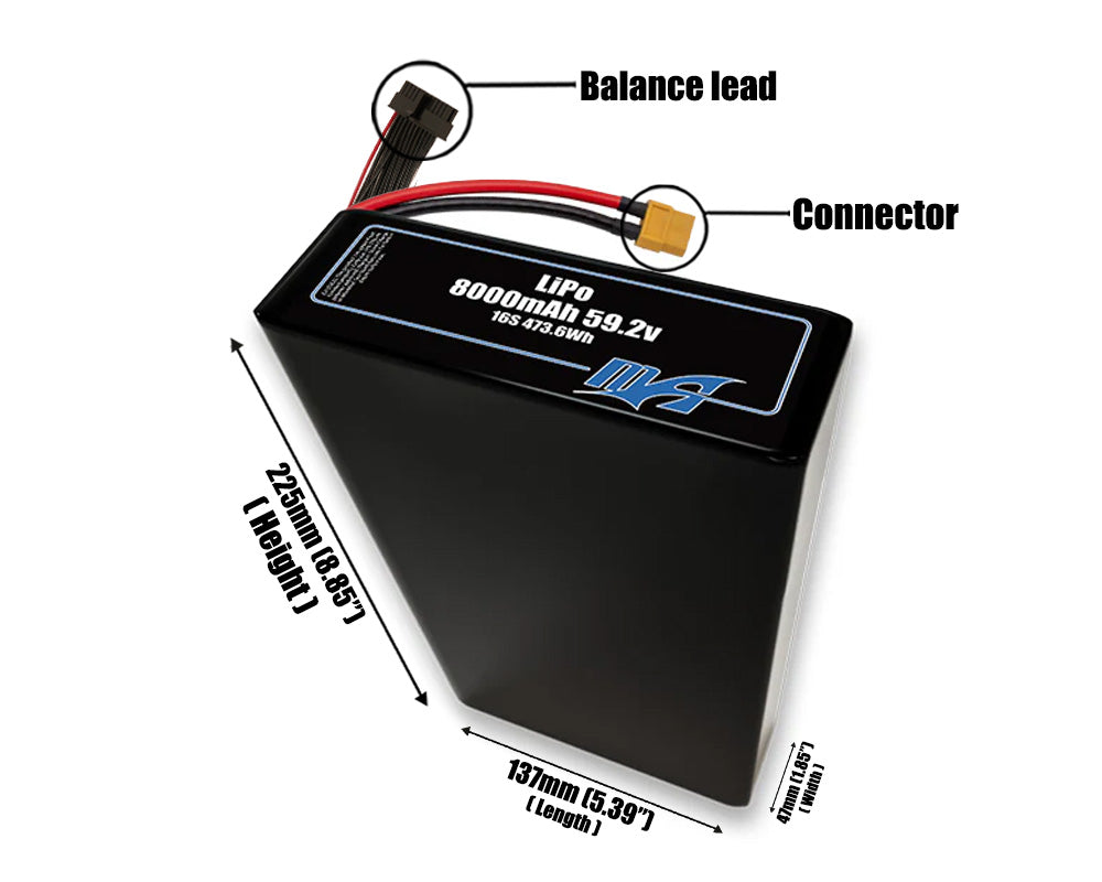 LiPo 8000mAh 16S2P 59.2v Battery Pack