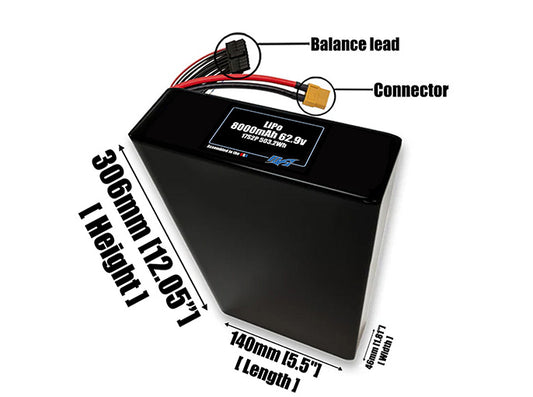 LiPo 8000mAh 17S2P 62.9v Battery Pack