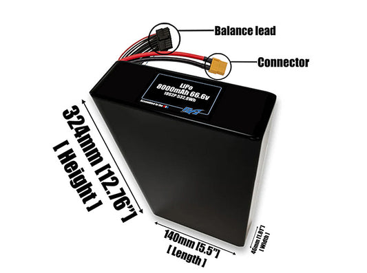 LiPo 8000mAh 18S2P 66.6v Battery Pack