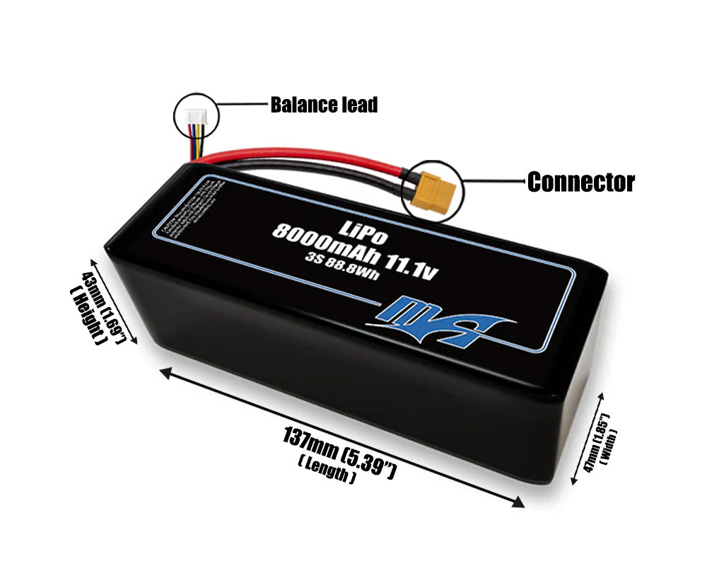 LiPo 8000mAh 3S2P 11.1v Battery Pack